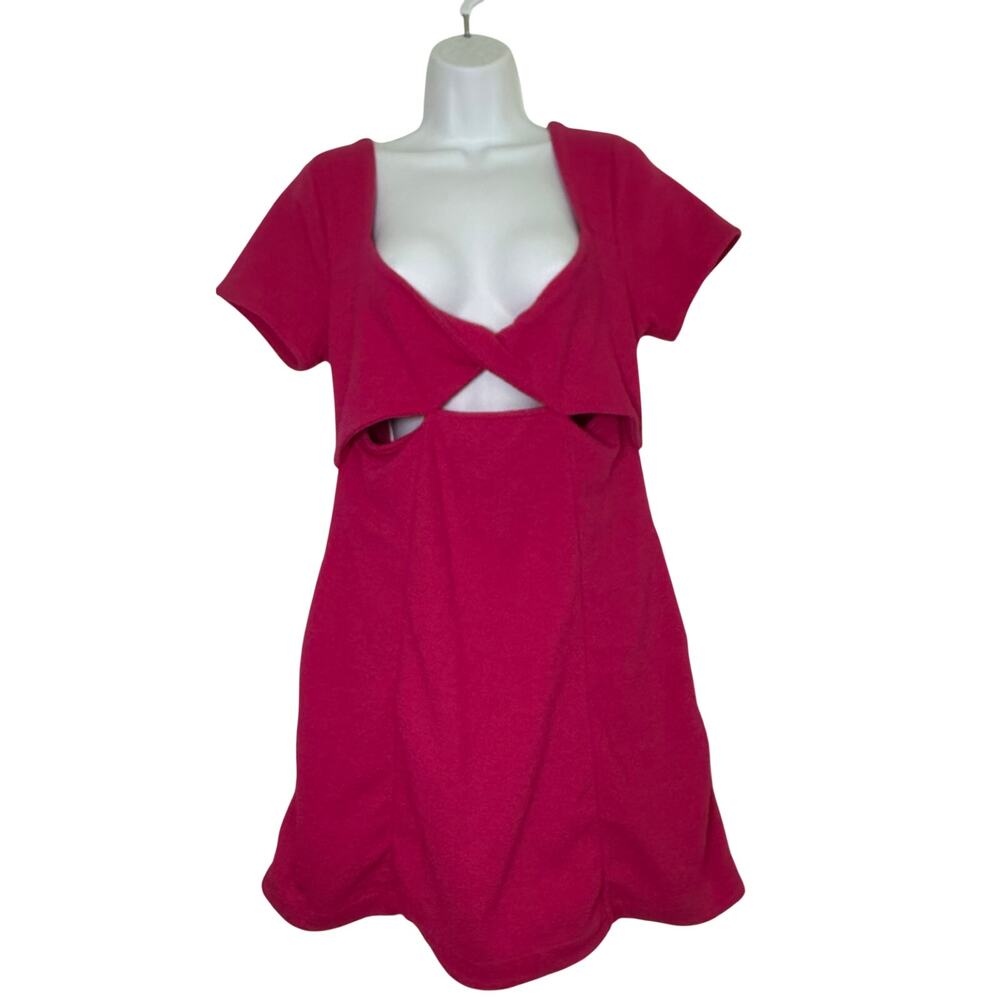 Maeve Anthropologie Cut-Out Mini Dress Pink MEDIUM New Vneck Pockets